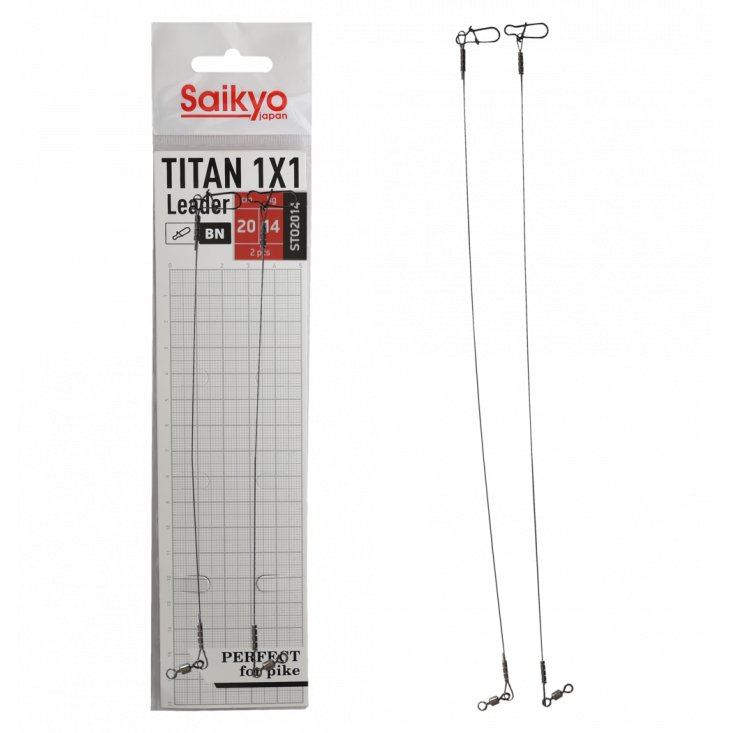 Поводок Saikyo Titan 1x1 STO2014, 14кг/20см, 2шт