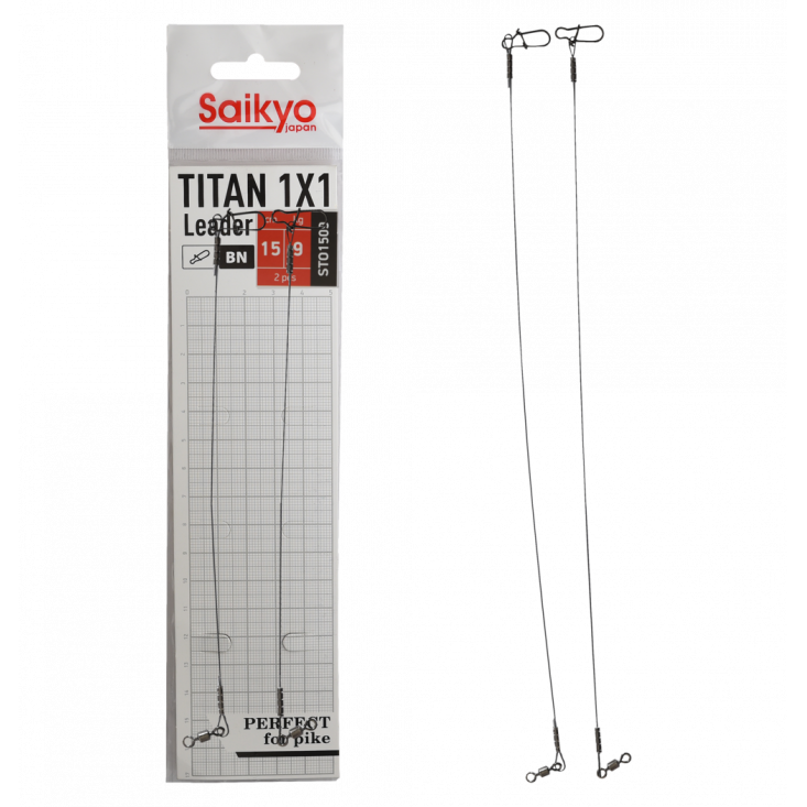 Поводок Saikyo Titan 1x1 STO1509, 9кг/15см, 2шт